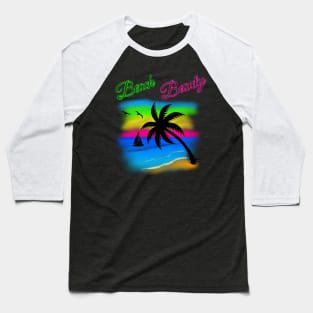 Neon Digital Airbrushed Beach Beauty Baseball T-Shirt